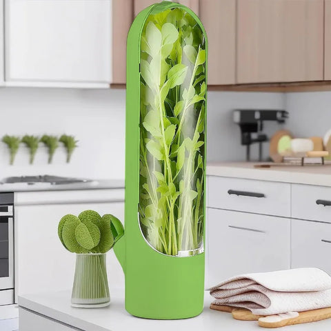 Conservador de Ervas Frescas, Porta Temperos para Geladeira, Utensílio para Armazenar Ervas, Porta Ervas Frescas Compacto, Conservador de Manjericão e Coentro, Porta Temperos Ecológico, Produto para Prolongar Frescor de Ervas, Kitchen&Co