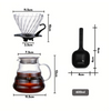 Conjunto de café coado, jarra de vidro borossilicato, coador manual espiral, preparo de café pour over, resistente a altas temperaturas, coador de vidro V-shape, acessório de café premium, jarra de 600ml, utensílios de café elegante Kitchen&Co