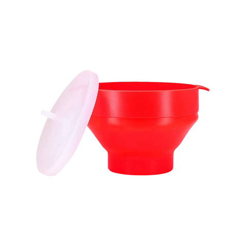 Pipoqueira de Silicone, Pipoqueira para Micro-ondas, Preparo Saudável, Utensílios de Cozinha, Compacto e Retrátil, Pipoca Sem Óleo, Silicone Resistente, Design Dobrável, Balde de Pipoca Pop Vermelha Kitchen&Co