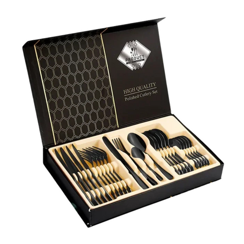 Talheres, Faca, Garfo, Colher de Sopa, Faca de Carne, Talheres Pretos, Faqueiro Preto, Faqueiro Aço Inox, Talheres Inox, Faqueiro Inox, Faqueiro Frutacor, Faqueiro Preto, Faqueiro Rosé Kitchen&Co