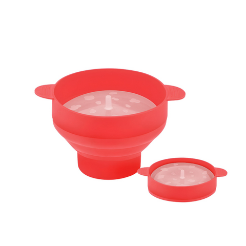 Pipoqueira de Silicone, Pipoqueira para Micro-ondas, Preparo Saudável, Utensílios de Cozinha, Compacto e Retrátil, Pipoca Sem Óleo, Silicone Resistente, Design Dobrável, Balde de Pipoca Pop Vermelha Kitchen&Co