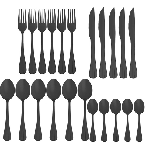 Talheres, Faca, Garfo, Colher de Sopa, Faca de Carne, Talheres Pretos, Faqueiro Preto, Faqueiro Aço Inox, Talheres Inox, Faqueiro Inox, Faqueiro Kitchen&Co