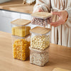 Potes De Armazenamento PET E Bambu, Potes Herméticos, Tamanhos Variáveis, Vedação Hermética, Organização De Cozinha,Seguro Para Alimentos, Porta Temperos, Organizador de Cozinha, Pote de Armazenamento, Recipiente de Armazenamento, Kitchen&Co