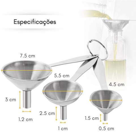 Funil de Inox Conjunto - Kitchen & Co