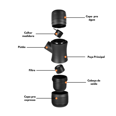 Mini Maquina Espresso Manual, Maquina de Cafe Portatil, Cafeteira Manual de Pressao, Cafeteira Portatil de Aço Inox, Maquina de Cafe para Viagem, Maquina de Espresso para Acampamento, Cafeteira Compacta e Portatil, Maquina de Cafe, Kitchen&Co