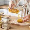 Potes De Armazenamento PET E Bambu, Potes Herméticos, Tamanhos Variáveis, Vedação Hermética, Organização De Cozinha,Seguro Para Alimentos, Porta Temperos, Organizador de Cozinha, Pote de Armazenamento, Recipiente de Armazenamento, Kitchen&Co