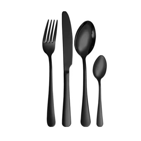 Talheres, Faca, Garfo, Colher de Sopa, Faca de Carne, Talheres Pretos, Faqueiro Preto, Faqueiro Aço Inox, Talheres Inox, Faqueiro Inox, Faqueiro Frutacor, Faqueiro Preto, Faqueiro Rosé Kitchen&Co