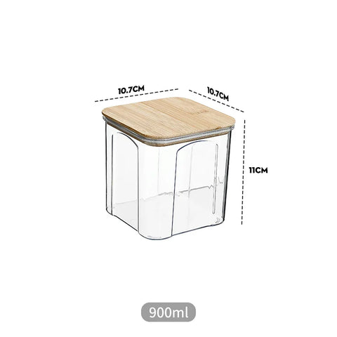 Potes De Armazenamento PET E Bambu, Potes Herméticos, Tamanhos Variáveis, Vedação Hermética, Organização De Cozinha,Seguro Para Alimentos, Porta Temperos, Organizador de Cozinha, Pote de Armazenamento, Recipiente de Armazenamento, Kitchen&Co