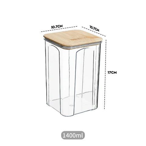 Potes De Armazenamento PET E Bambu, Potes Herméticos, Tamanhos Variáveis, Vedação Hermética, Organização De Cozinha,Seguro Para Alimentos, Porta Temperos, Organizador de Cozinha, Pote de Armazenamento, Recipiente de Armazenamento, Kitchen&Co