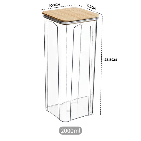 Potes De Armazenamento PET E Bambu, Potes Herméticos, Tamanhos Variáveis, Vedação Hermética, Organização De Cozinha,Seguro Para Alimentos, Porta Temperos, Organizador de Cozinha, Pote de Armazenamento, Recipiente de Armazenamento, Kitchen&Co