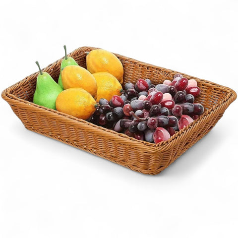 Bandeja Retangular de Vime com Alças