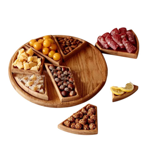 Bandeja de Madeira com Divisórias, Bandeja para Servir Petiscos, Prato Dividido para Snacks, Bandeja de Aperitivos de Madeira, Travessa Decorativa com Compartimentos, Bandeja para Frutas e Castanhas, Tábua de Servir com Divisórias Removíveis, Prato para Doces e Aperitivos, Utensílio para Mesa Posta KitchenCo, Bandeja para Centro de Mesa.