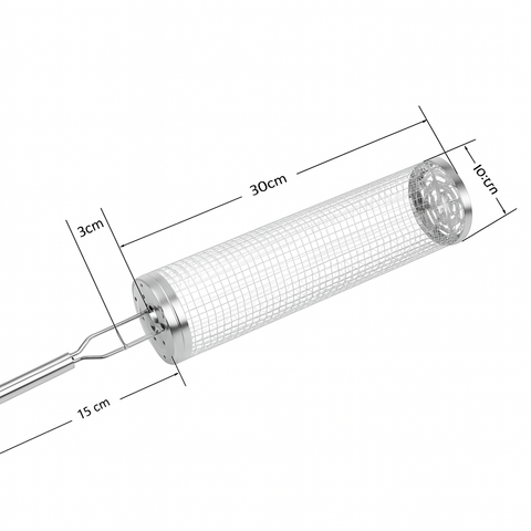 Cilindro de Grelha Inox, Grelhador de Churrasco, Grelha Cilíndrica Giratória, Grelha Inox com Alça, Cesta de Grelhar Legumes, Cilindro para Churrasqueira, Acessório de Churrasco Inox, Basket Grill, Ferramenta para Churrasco, Grelha para Fogueira