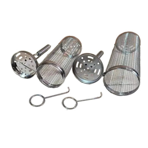Cilindro de Grelha Inox, Grelhador de Churrasco, Grelha Cilíndrica Giratória, Grelha Inox com Alça, Cesta de Grelhar Legumes, Cilindro para Churrasqueira, Acessório de Churrasco Inox, Basket Grill, Ferramenta para Churrasco, Grelha para Fogueira