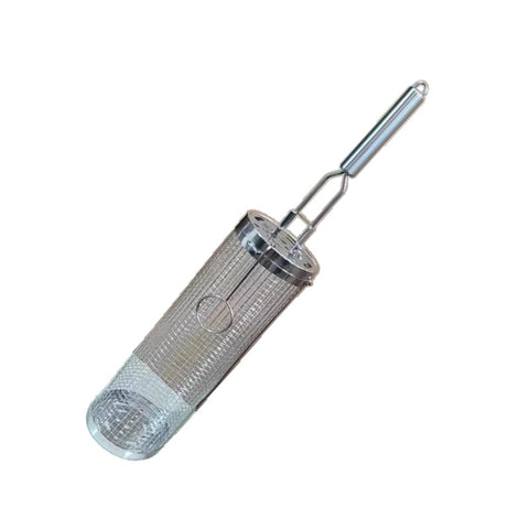 Cilindro de Grelha Inox, Grelhador de Churrasco, Grelha Cilíndrica Giratória, Grelha Inox com Alça, Cesta de Grelhar Legumes, Cilindro para Churrasqueira, Acessório de Churrasco Inox, Basket Grill, Ferramenta para Churrasco, Grelha para Fogueira