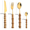 Talheres em Bambu e Inox, Talheres Ecológicos para Jantar, Talheres com Cabo de Bambu, Kit de Talheres Sustentável, Jogo de Talheres Naturais, Conjunto de Talheres Bambu.