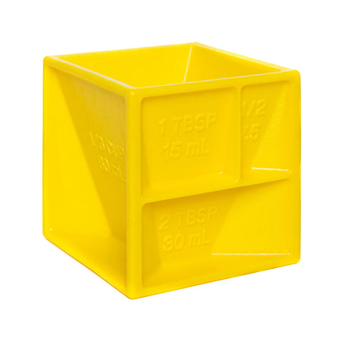 Cubo Multimedidor YellowCup, Copo Medidor Compacto, Utensilio de Cozinha Tudo-em-Um, Copos e Colheres de Medida, Cubo Medidor de Cozinha, Copo Medidor de Plastico, Medidor Livre de BPA, Utensílio Multifuncional para Cozinha, Kitchen&Co