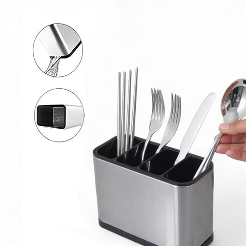 Escorredor de Talheres, Porta Talheres Inox, Organizador de Talheres, Escorredor Inox, Utensílios de Cozinha, Porta Talheres com Compartimentos, Cozinha Organizada