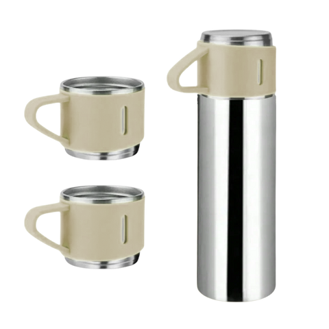 Garrafa Térmica, Garrafa Inox, Térmica 500ml, Garrafa com Xícara, Vacuum Flask, Café, Chá, Bebida Quente, Bebida Fria, Cozinha, Presente
