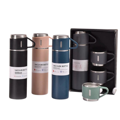 Garrafa Térmica, Garrafa Inox, Térmica 500ml, Garrafa com Xícara, Vacuum Flask, Café, Chá, Bebida Quente, Bebida Fria, Cozinha, Presente