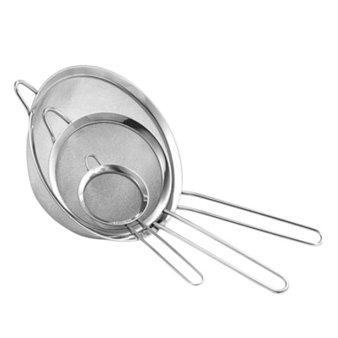 Peneira Inox, Coador Inox, Kit Peneira, Utensílios de Cozinha, Fritura, Peneira de Malha Fina, Peneira de Aço, Cozinha
