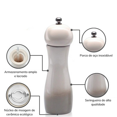 Moedor de Pimenta, Moedor de Sal, Moedor de Especiarias, Moedor de Madeira, Moedor Cerâmico, Moedor Ajustável, Moedor Inox, Utensílios de Cozinha, Moedor Gourmet, Moedor Manual de Pimenta