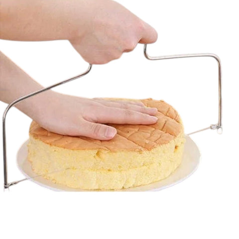 Cortador de Bolo, Nivelador de Bolo, Cortador Inox, Nivelador com Fio Duplo, Utensílio para Confeitaria, Acessório de Cozinha, Fatiador de Bolos, Confeitaria