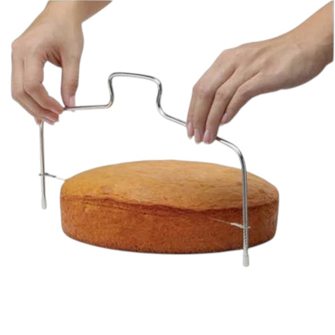 Cortador de Bolo, Nivelador de Bolo, Cortador Inox, Nivelador com Fio Duplo, Utensílio para Confeitaria, Acessório de Cozinha, Fatiador de Bolos, Confeitaria