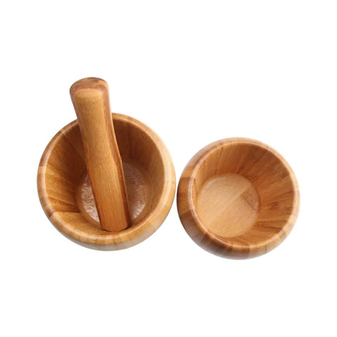 Pilão, Socador, Cozinha, Utensílio de Bambu, Moedor de Ervas, Triturador de Alho, Pilão de Bambu com Socador, Triturador de Alho e Ervas Natural, Moedor de Temperos Manual, Pilão Ecológico para Cozinha, Utensílio de Cozinha em Bambu, Pilão para Temperos com Tampa