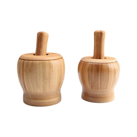 Pilão, Socador, Cozinha, Utensílio de Bambu, Moedor de Ervas, Triturador de Alho, Pilão de Bambu com Socador, Triturador de Alho e Ervas Natural, Moedor de Temperos Manual, Pilão Ecológico para Cozinha, Utensílio de Cozinha em Bambu, Pilão para Temperos com Tampa