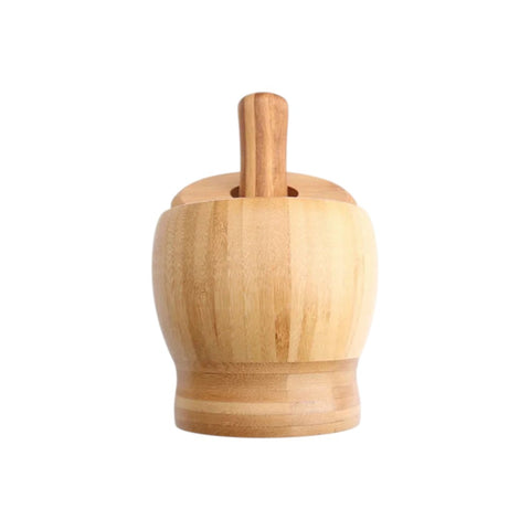 Pilão, Socador, Cozinha, Utensílio de Bambu, Moedor de Ervas, Triturador de Alho, Pilão de Bambu com Socador, Triturador de Alho e Ervas Natural, Moedor de Temperos Manual, Pilão Ecológico para Cozinha, Utensílio de Cozinha em Bambu, Pilão para Temperos com Tampa