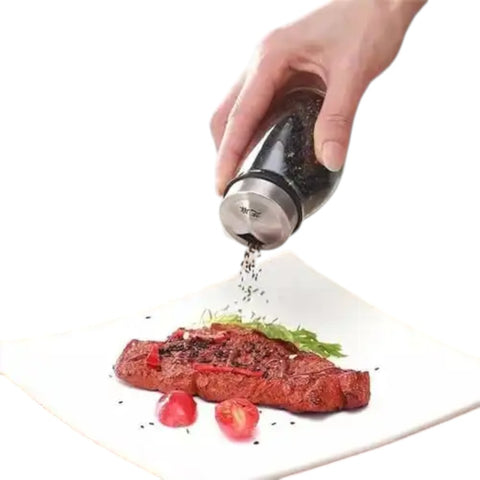 Porta Temperos, Porta Condimentos, Organizador de Temperos, Porta Temperos Giratório, Temperos Cozinha, Porta Sal e Pimenta, Vidro e Inox, Acessório de Cozinha