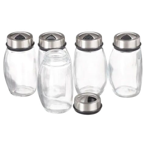 Porta Temperos Giratório de Vidro e Inox com Tampa Inox