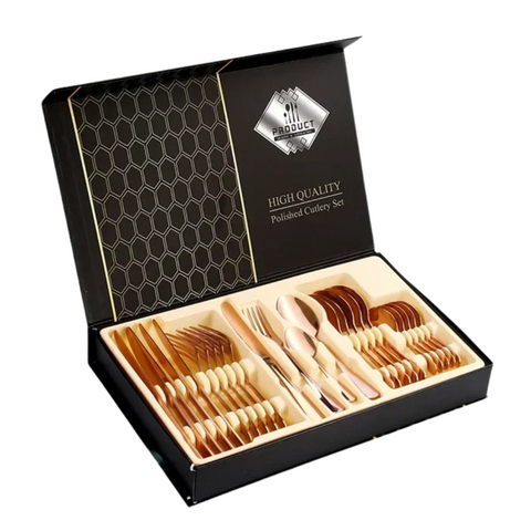 Talheres, Faca, Garfo, Colher de Sopa, Faca de Carne, Talheres Pretos, Faqueiro Preto, Faqueiro Aço Inox, Talheres Inox, Faqueiro Inox, Faqueiro Frutacor, Faqueiro Preto, Faqueiro Rosé Kitchen&Co