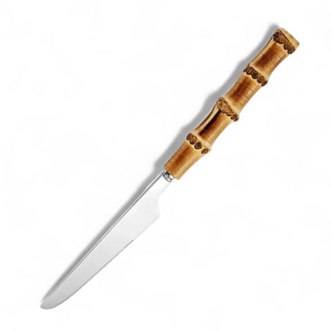 Conjunto de Talheres de Inox e Bambu – 24 Peças